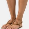 Wholesale Cheap Coach Jeri T-Bar Sandals Light Saddle/Stone