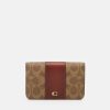 New Outlet Coach Signature Slim Card Case Business Card Holder Tan/Rust