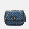 Hot Promo Coach Washed Signature Quilted Pillow Madison Shoulder Across Body Bag Indigo Midnight Navy