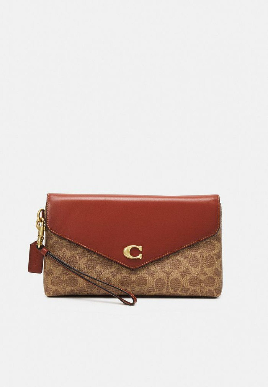 Wholesale Best Reviews Of Coach Colorblock Signature Wristlet Clutch Tan Rust