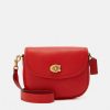 Best New Coach Polished Pebble Willow Saddle Bag Across Body Bag Sport Red