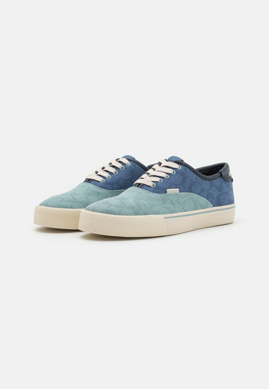 Hot Hot Sale Coach Lace Up Skate Trainers Light Blue / Dark Blue