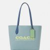 Hot Outlet Coach Colorblock Kia Tote Handbag Aqua Multi