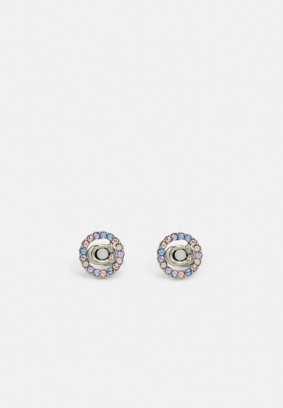 Hot Wholesale Coach Stud Earrings Earrings Silver-Coloured/Blue Multi