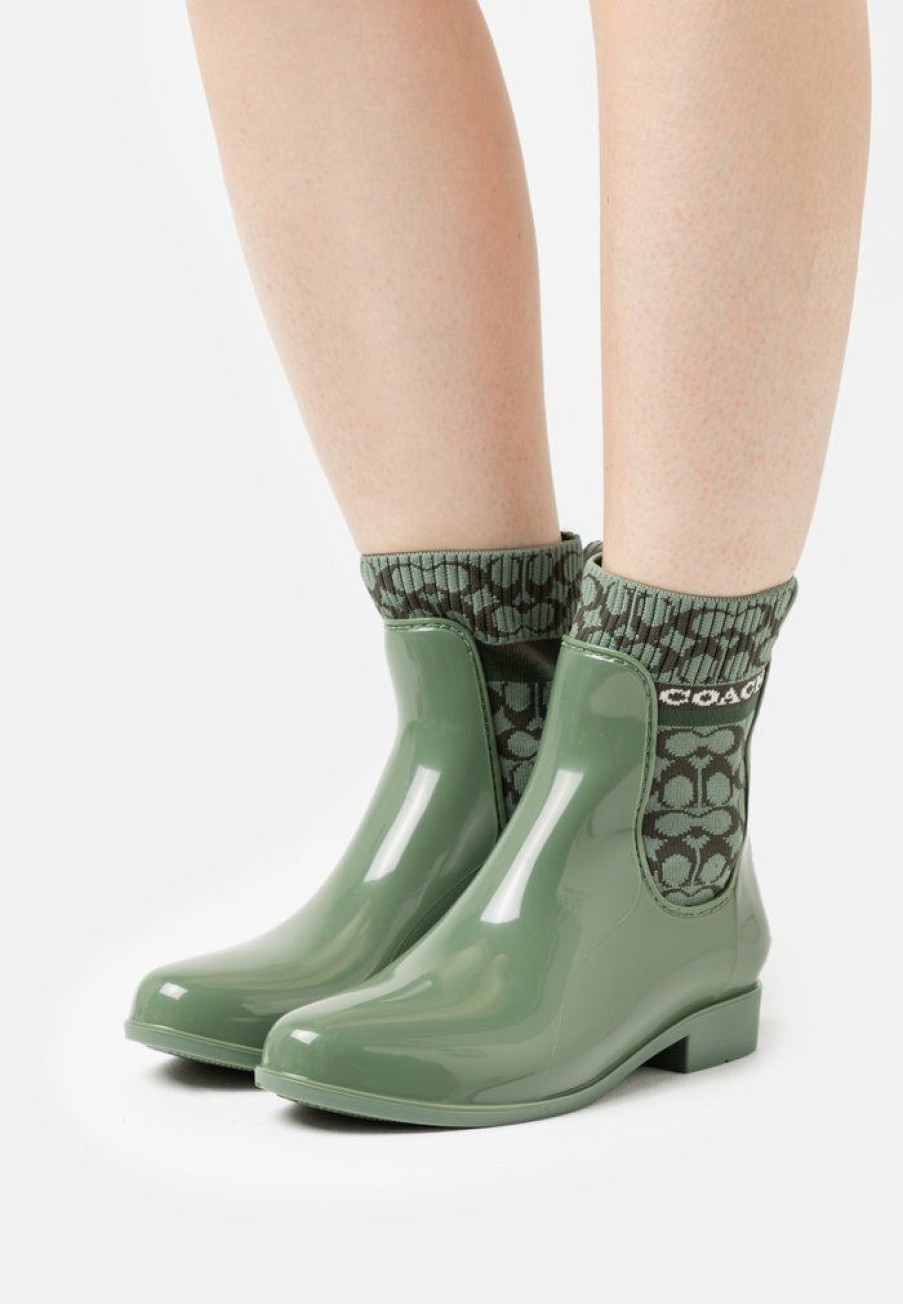 New Budget Coach Rivington Rain Bootie Wellies Green