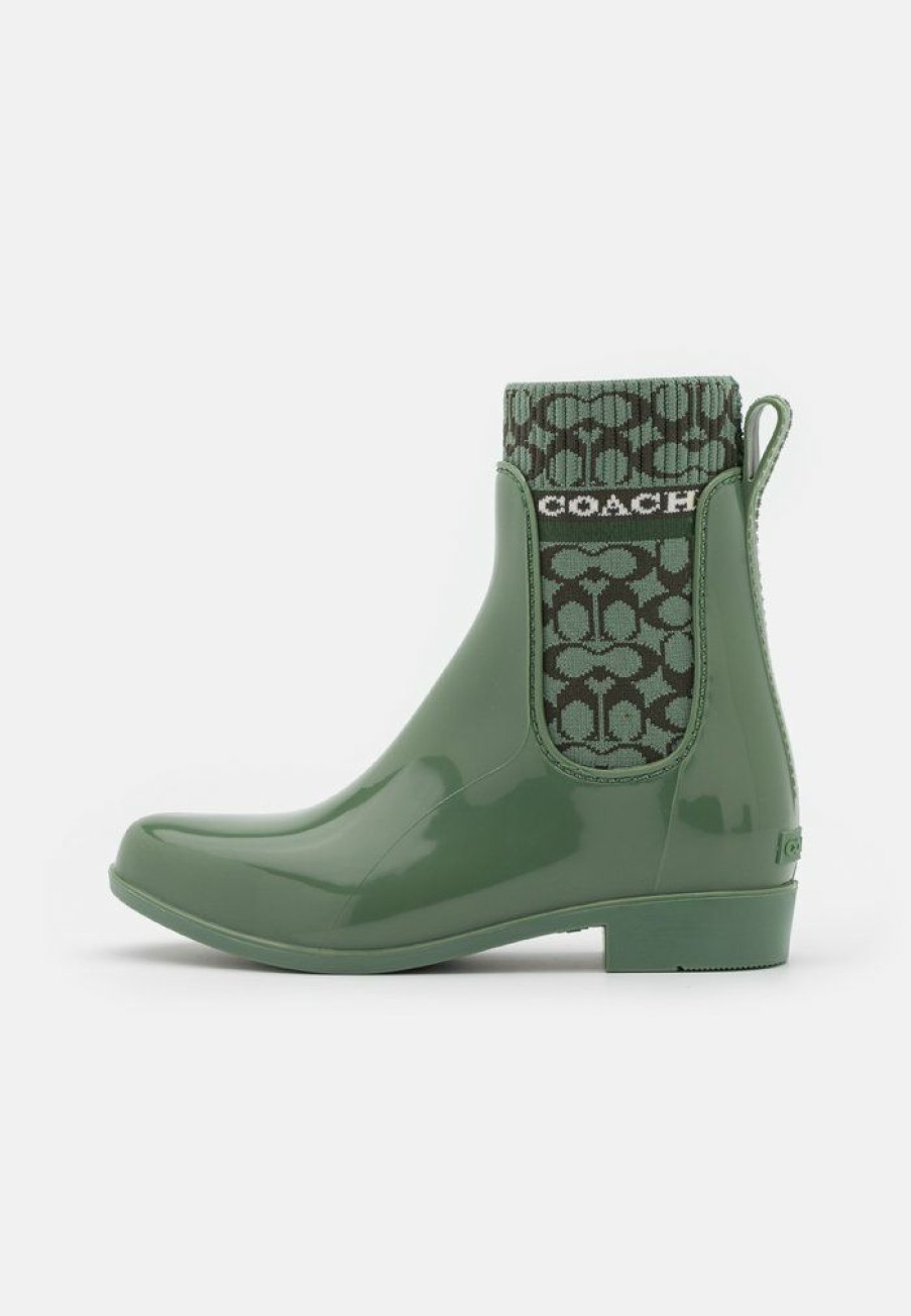 New Budget Coach Rivington Rain Bootie Wellies Green