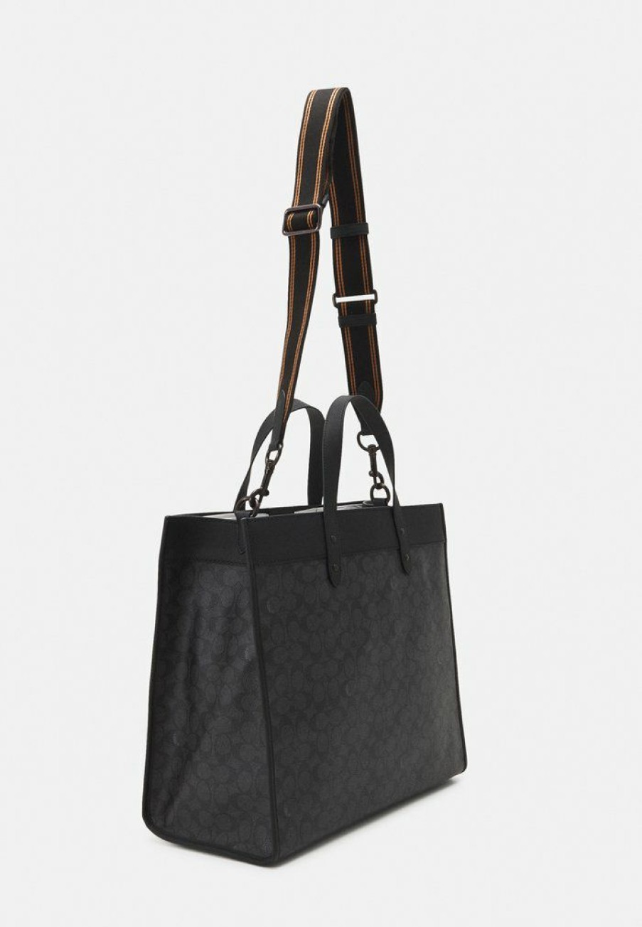 New Cheap Coach Signature Field Tote Unisex Tote Bag Charcoal