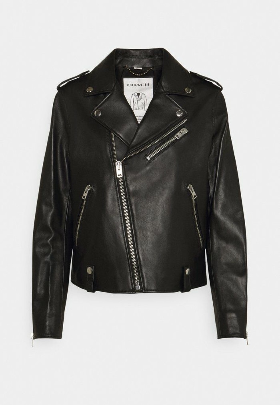 Hot Hot Sale Coach Icon Moto Leather Jacket Black