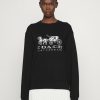 Hot New Coach Evergreen Horse And Carriage Crewneck Sweatshirt Black