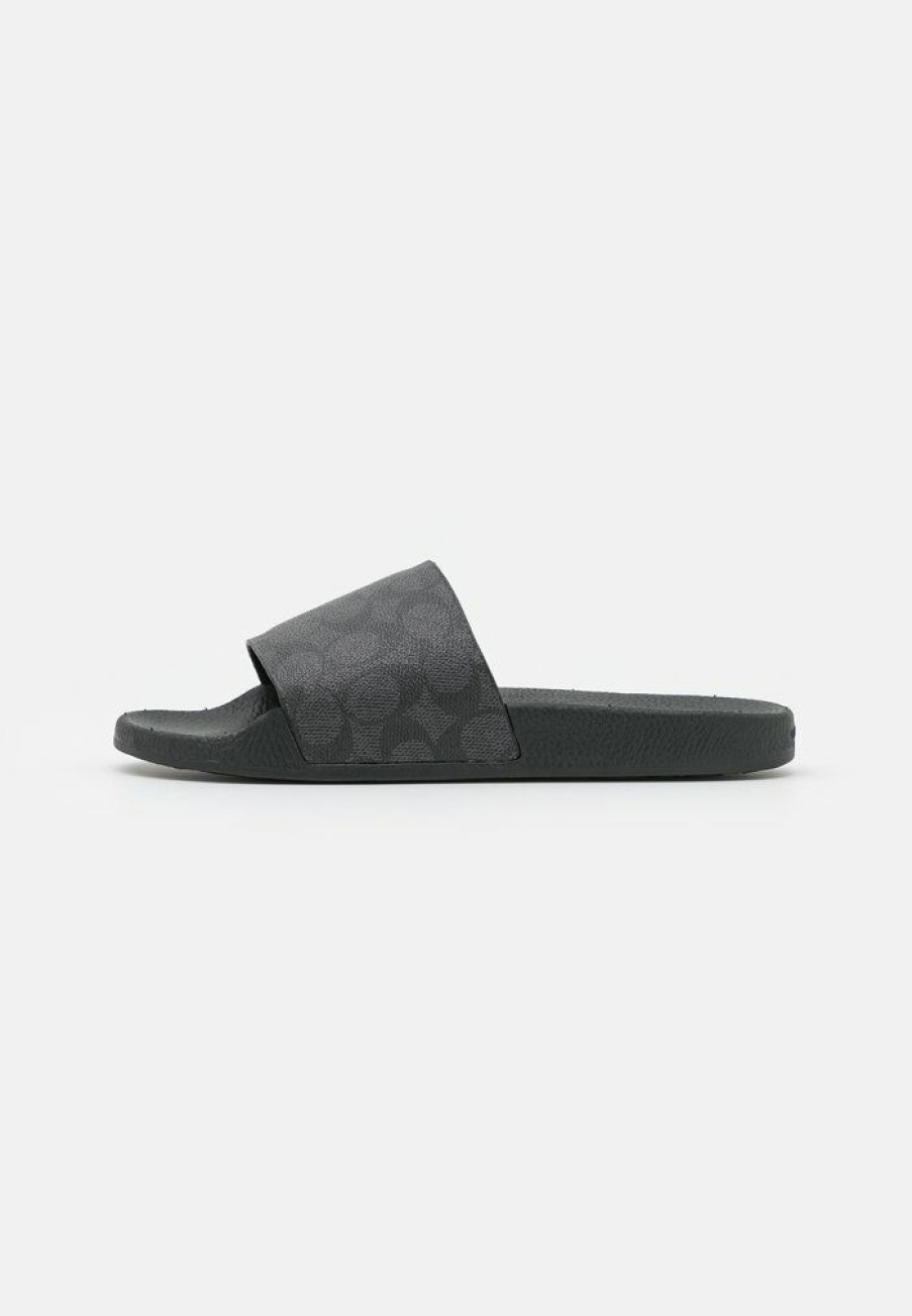 New Cheapest Coach Udele Coated Slide Mules Charcoal/Black