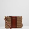 Best Cheap Coach Coated Small Wristlet Wallet Tan Rust