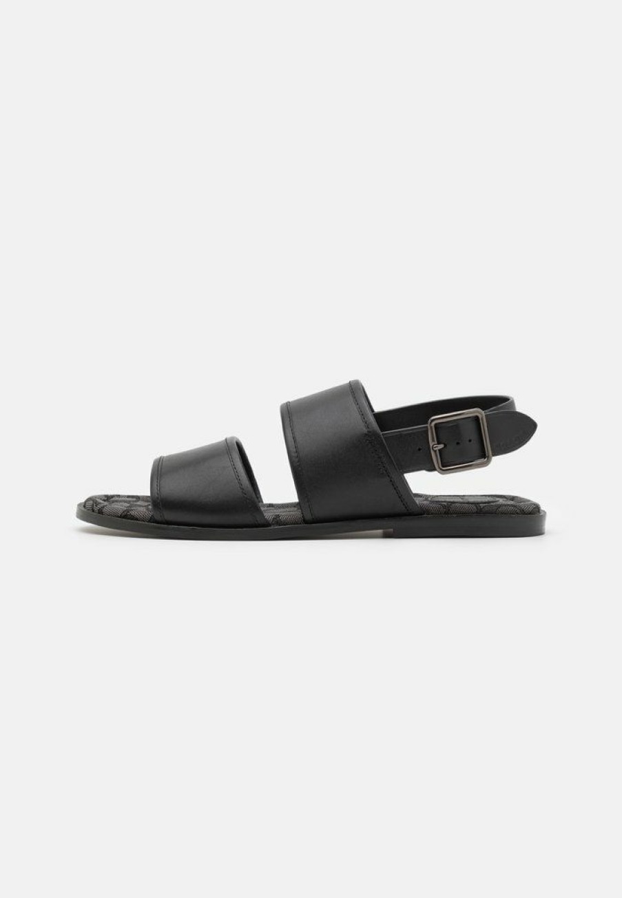 Hot Promo Coach Two Strap Sandals Black