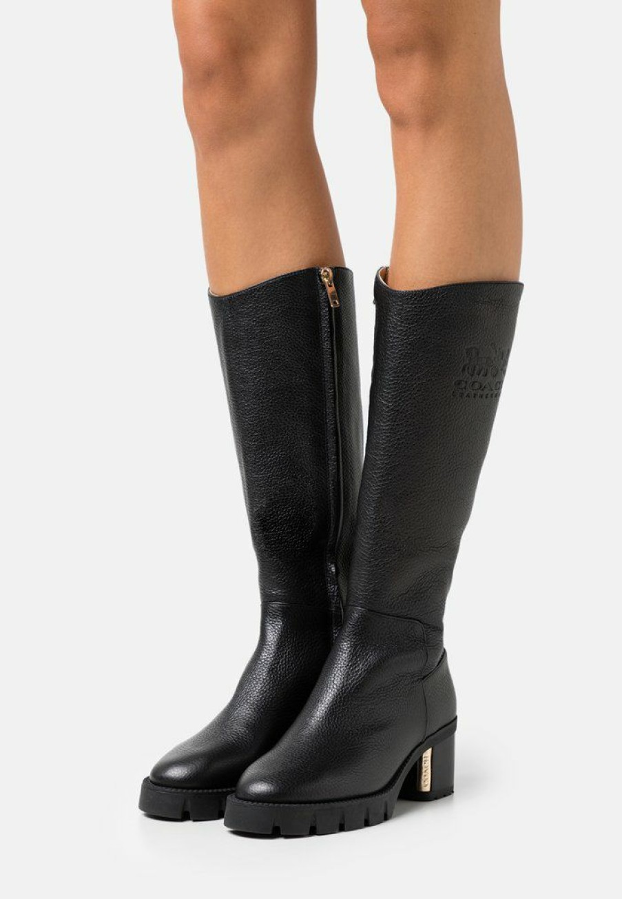 Best Brand New Coach Cindy Boot Platform Boots Black