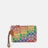 Best Cheap Coach Pride Coated Signature Small Wristlet Clutch Tan Natural/Multi