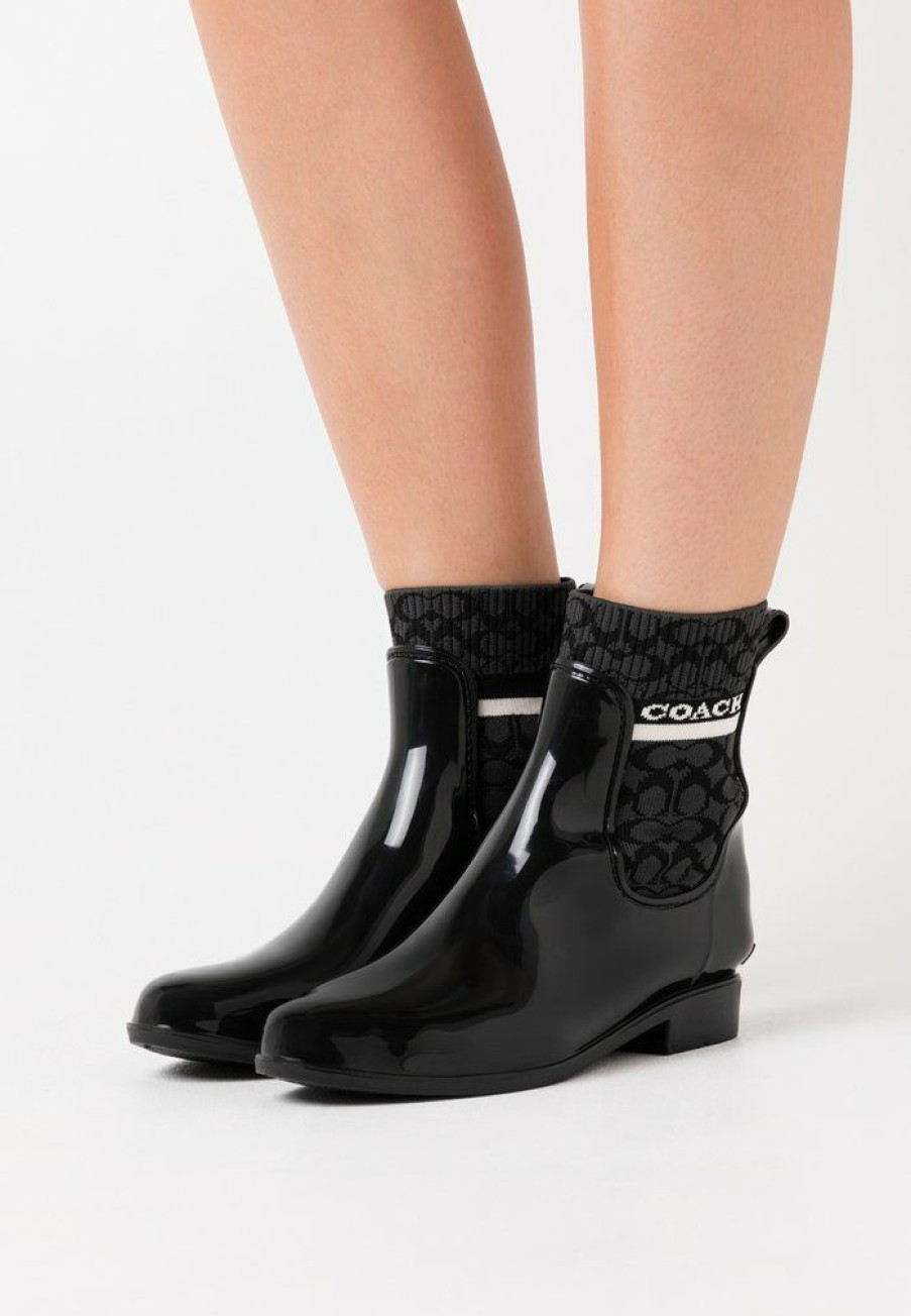 New Outlet Coach Rivington Rain Bootie Wellies Black