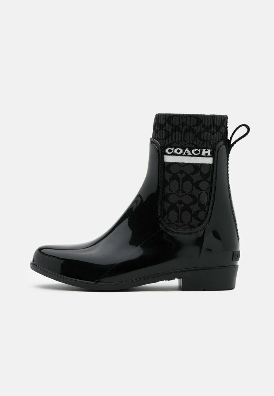 New Outlet Coach Rivington Rain Bootie Wellies Black