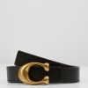 Wholesale Top 10 Coach Sculpted Reversible Belt Belt Black/Saddle