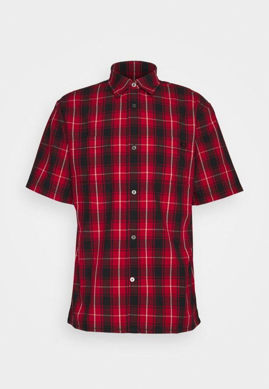 Wholesale Outlet Coach Plaid Short Sleeve Shirt Shirt Red