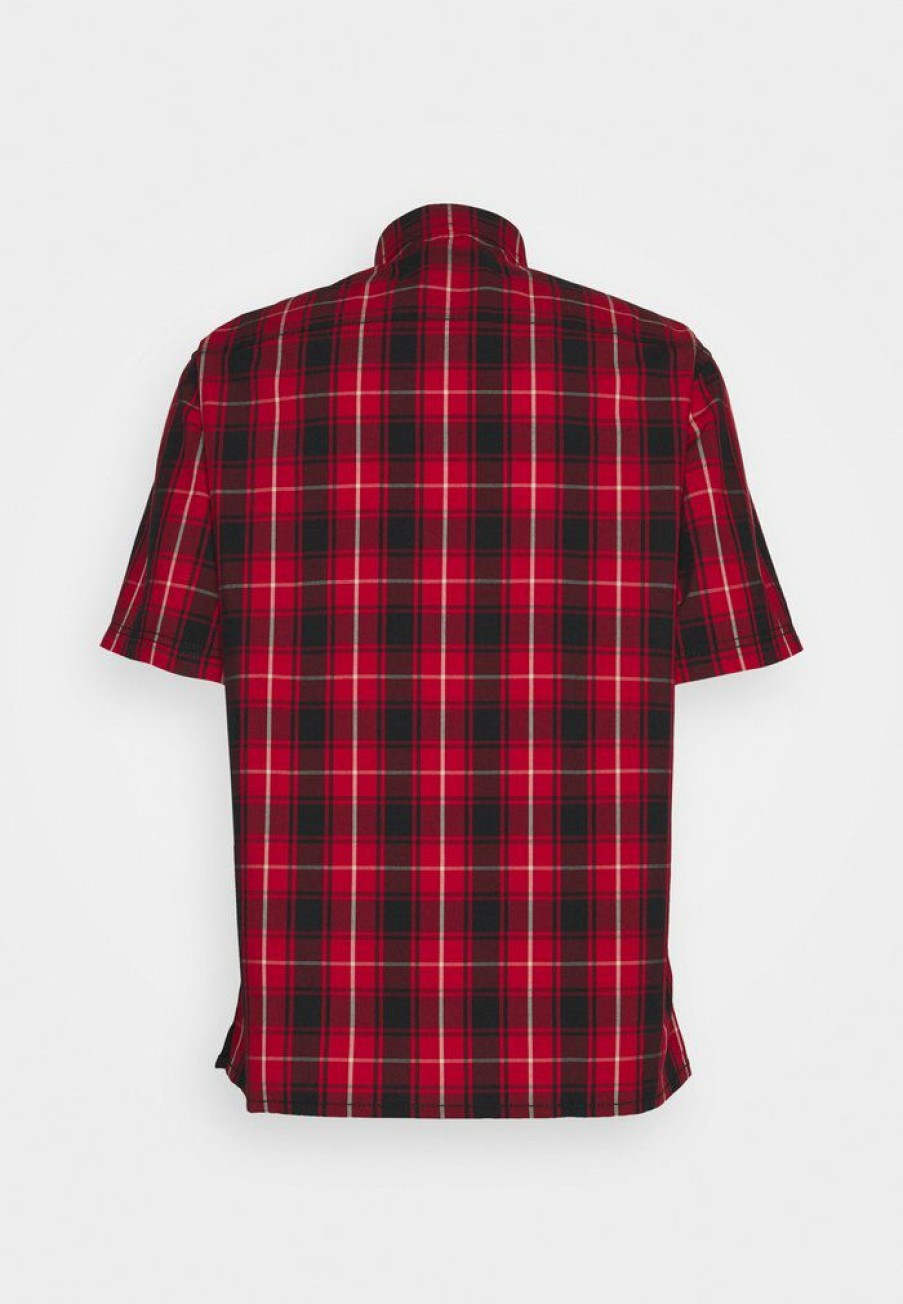 Wholesale Outlet Coach Plaid Short Sleeve Shirt Shirt Red