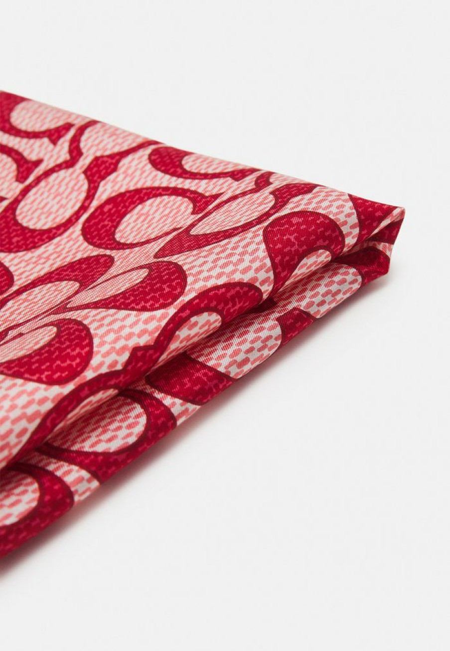 Hot Wholesale Coach Vintage Signature C Printed Square Foulard Coral