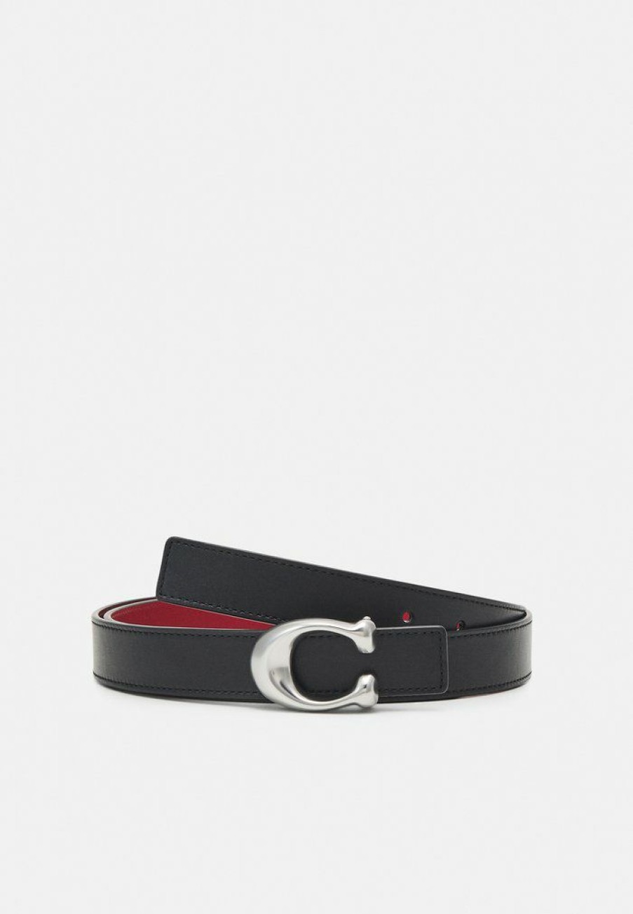 Clearance Cheap Coach Sculpted Reversible Belt Belt Black/Red