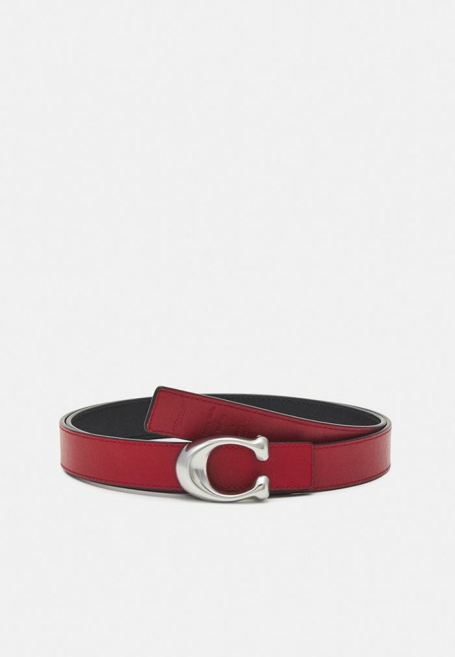 Clearance Cheap Coach Sculpted Reversible Belt Belt Black/Red