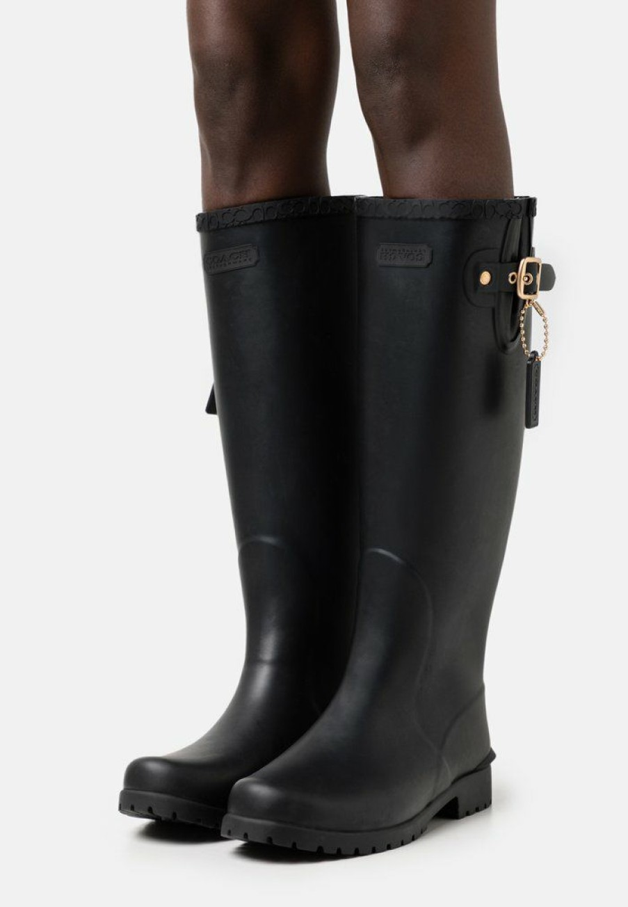 Hot Best Deal Coach Riley Rain Boot Wellies Black