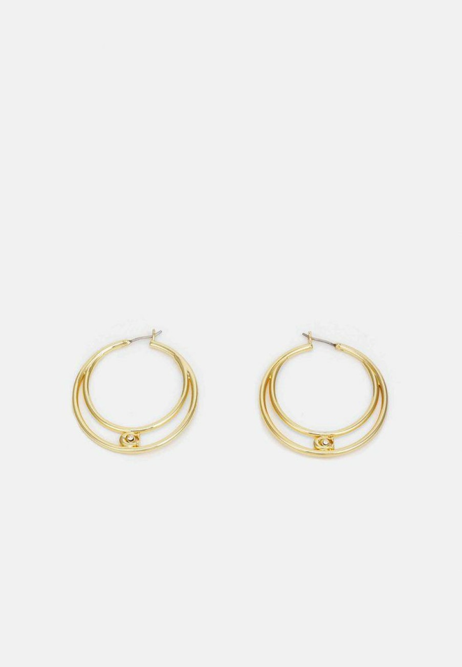 New Cheap Coach Double Hoop Earrings Earrings Gold-Coloured