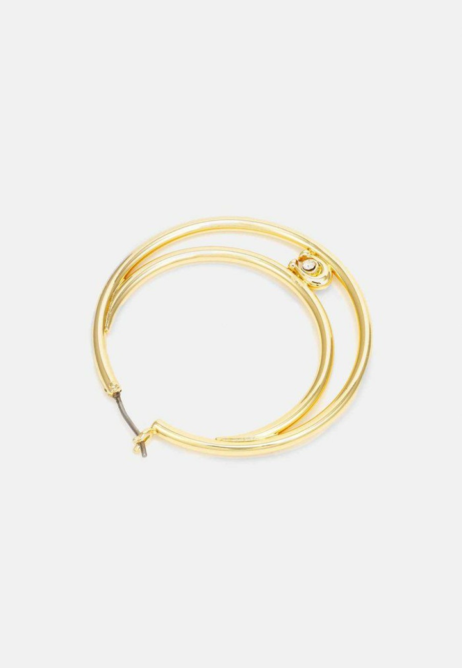 New Cheap Coach Double Hoop Earrings Earrings Gold-Coloured