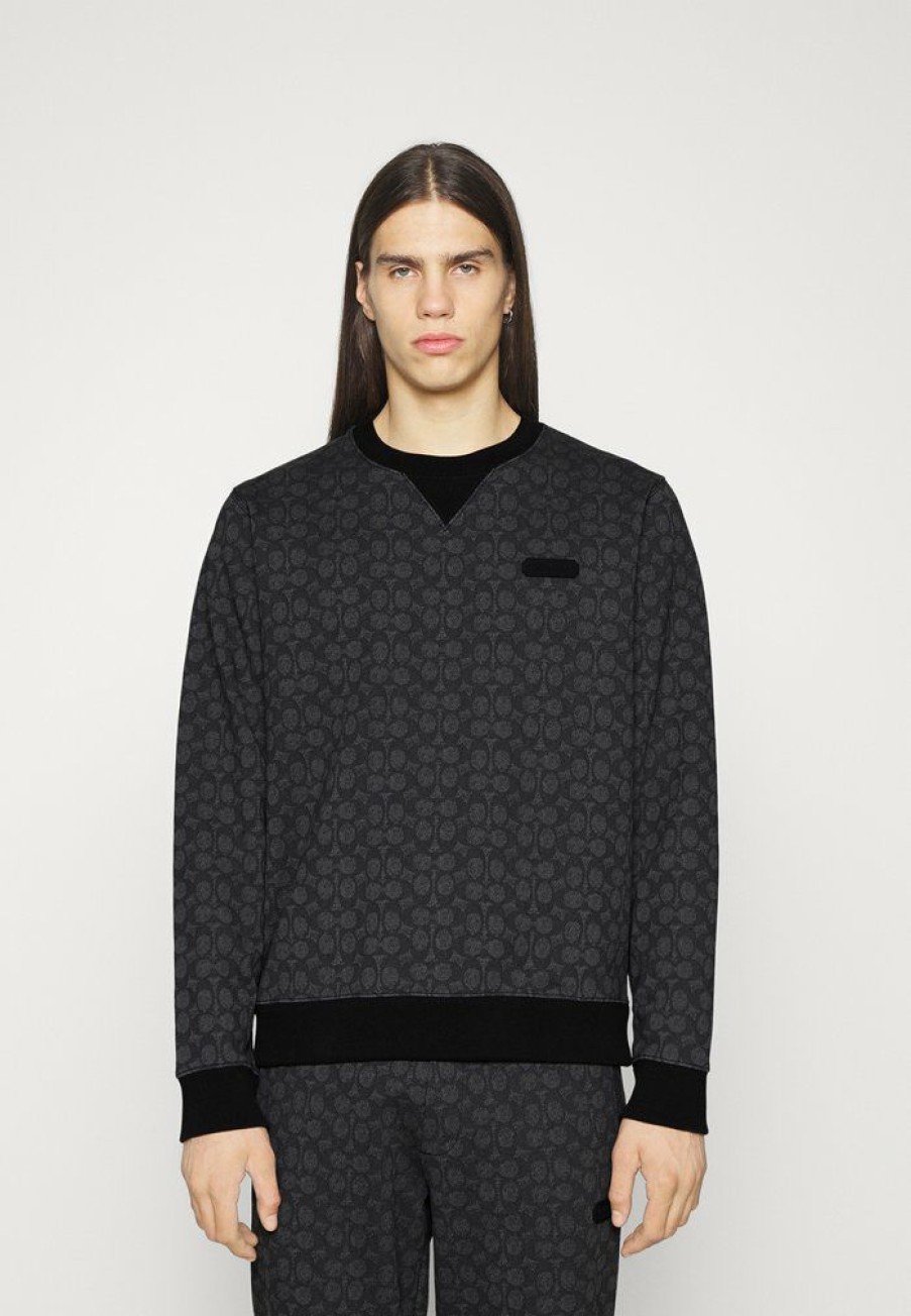 New Brand New Coach Essential Crewneck In Signature Sweatshirt Charcoal Signature