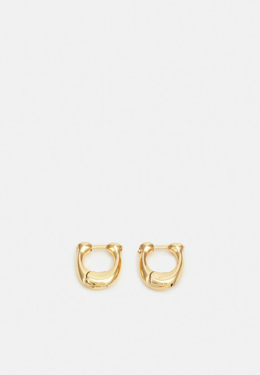 Best Hot Sale Coach Signature Huggie Earrings Gold-Coloured