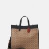 Clearance Best Deal Coach Signature Field Tote Unisex Tote Bag Tan