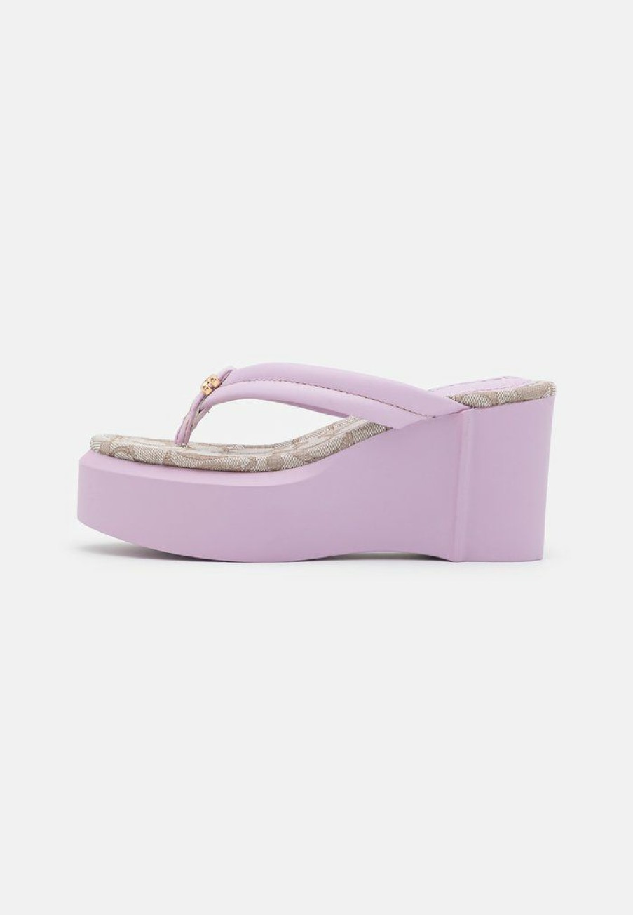 Best Hot Sale Coach Franki T-Bar Sandals Violet