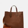 Hot Outlet Coach Field Tote In Sport Calf With Badge Tote Bag Dark Saddle