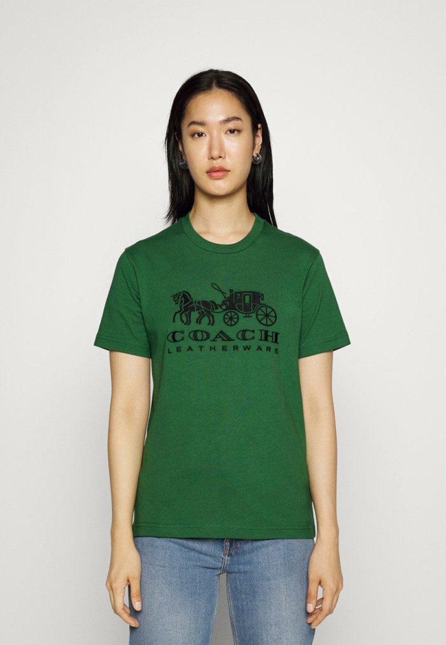 Best Deals Coach Evergreen Horse And Carriage Tee Print T-Shirt Dark Pine