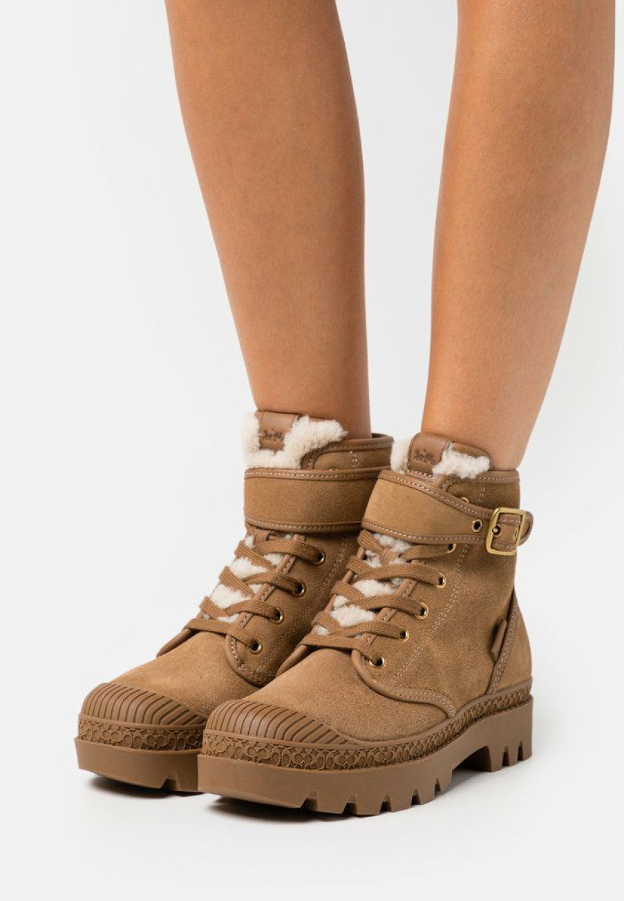 Clearance Discount Coach Trooper Mid Top Boot Lace-Up Ankle Boots Coconut/Natural