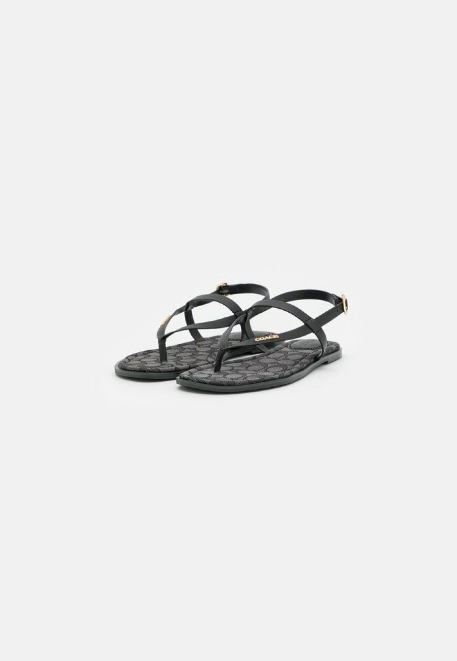 Hot Discount Coach Josie Recycled T-Bar Sandals Black