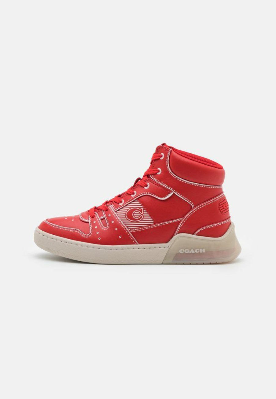 Best Top 10 Coach Citysole Trompe Loeil High-Top Trainers Sport Red/Steam