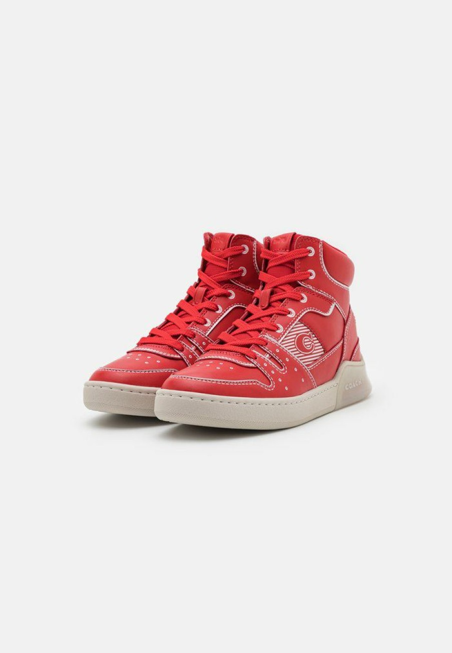 Best Top 10 Coach Citysole Trompe Loeil High-Top Trainers Sport Red/Steam