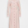 Wholesale Promo Coach Long Striped Dress Shirt Dress Cloud Pink