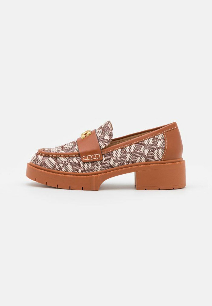 Online Best Sale Coach Leah Loafer Slip-Ons Cocoa/Burnished Amber