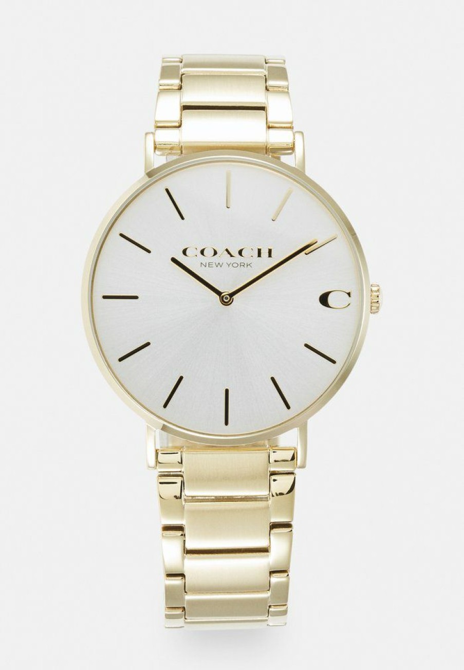 New Best Pirce Coach Charles Unisex Watch Gold-Coloured/White