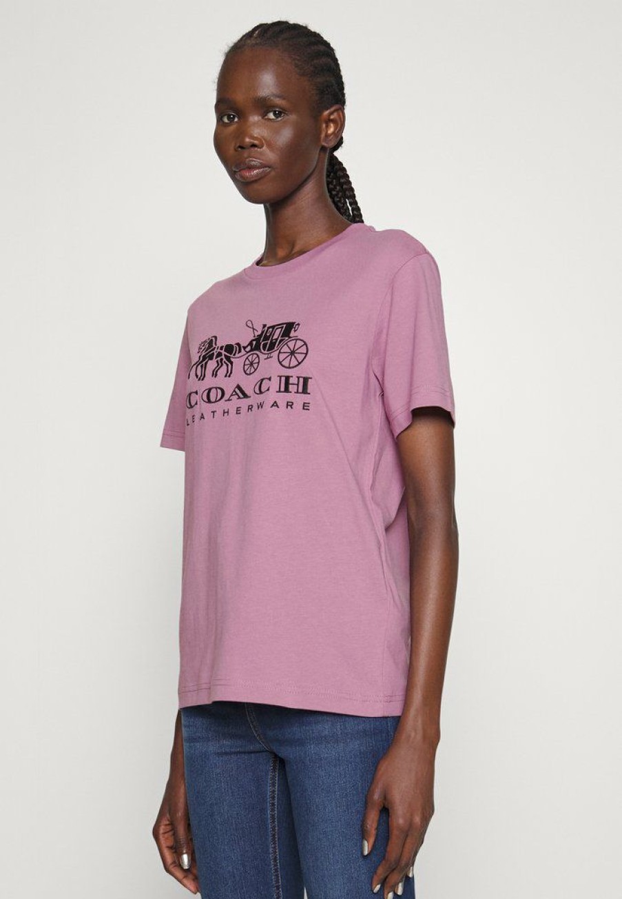 Clearance Deals Coach Evergreen Horse And Carriage Tee Basic T-Shirt Violet Orchid