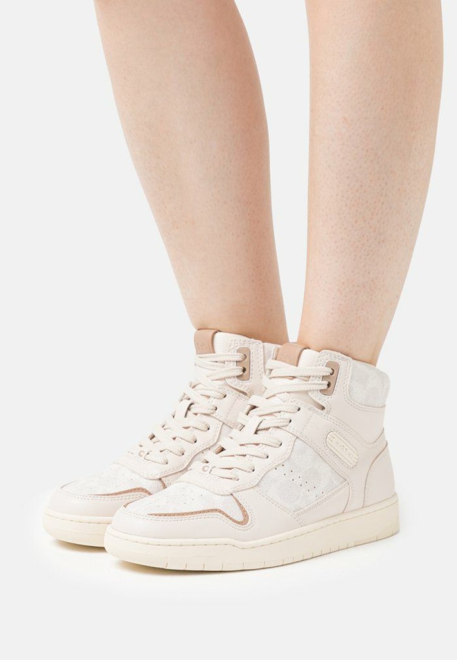 Clearance Cheap Coach High-Top Trainers Chalk