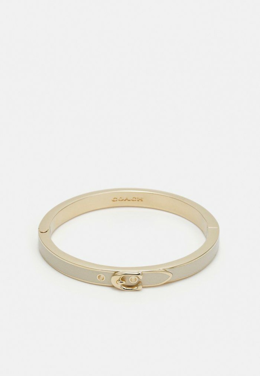 Best New Coach C Buckle Thin Bangle Bracelet Gold-Coloured/Chalk