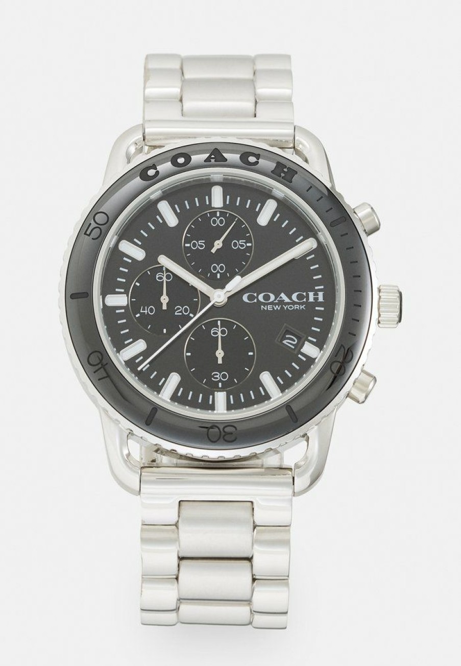 New Best Deal Coach Cruiser Unisex Chronograph Watch Silver-Coloured/Black