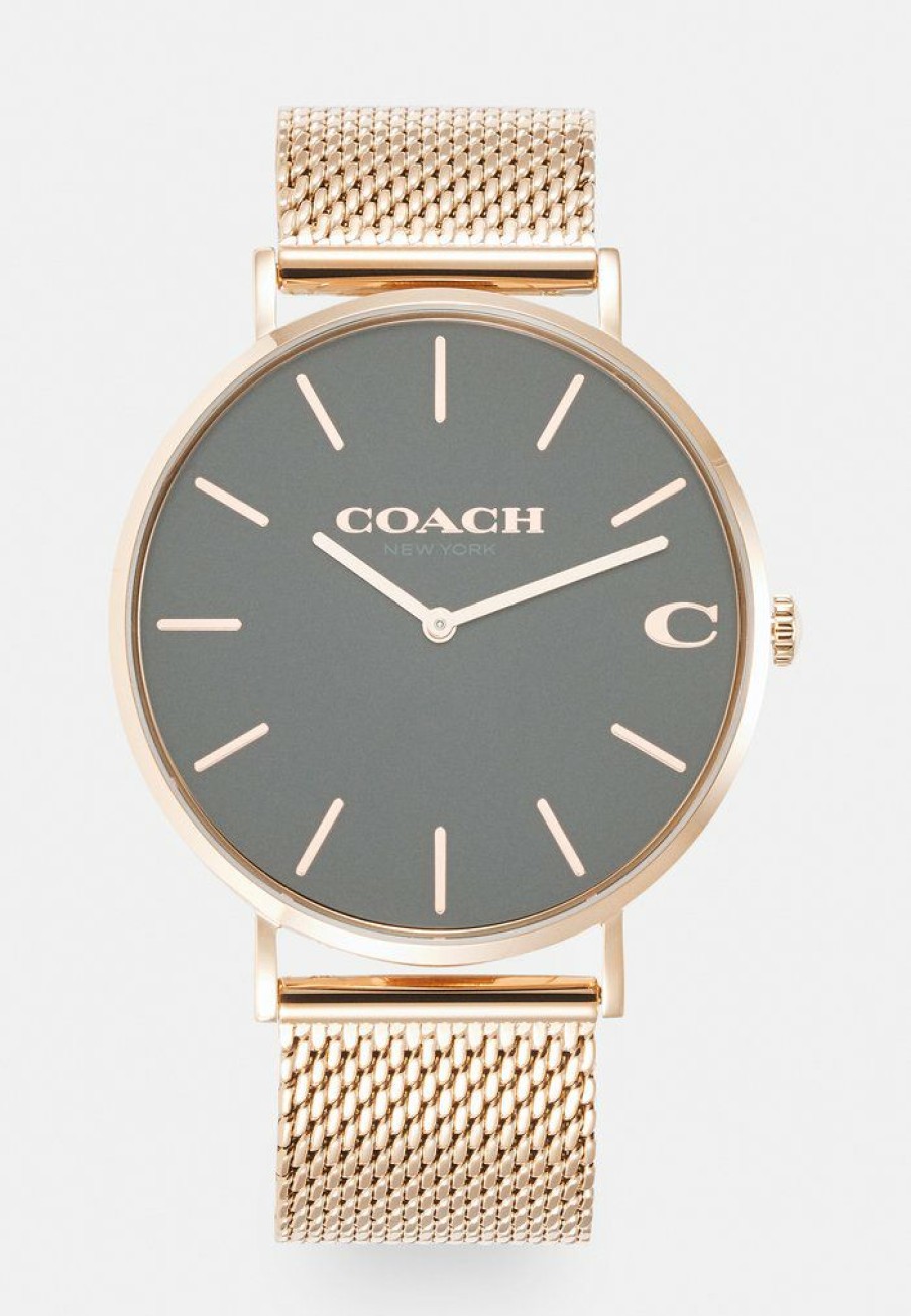 Clearance Best Sale Coach Charles Unisex Watch Rosegold-Coloured/Black