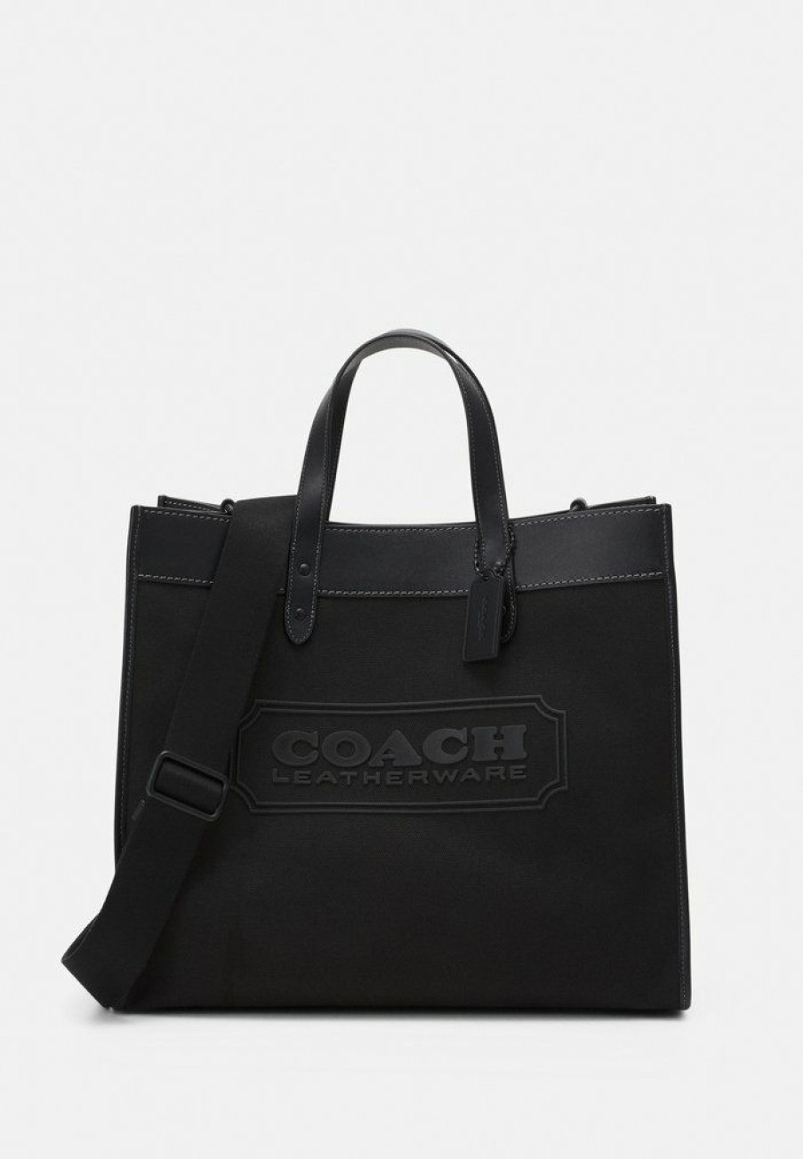 Best New Coach Field Tote With Badge Unisex Tote Bag Black